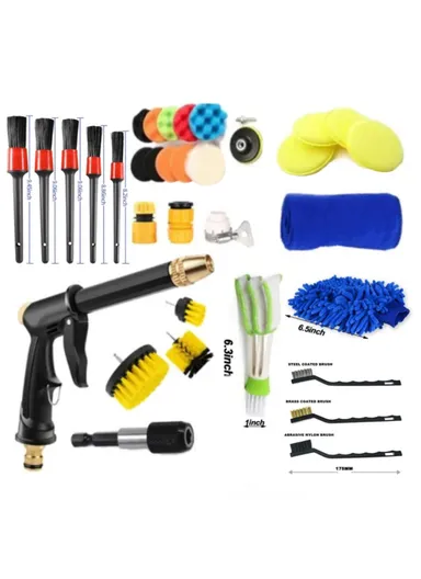 35Pcs/Set Car Cleaning Tools Air Outlet Brush Vehicle Washing Nozzle Detailing Brushes Sponge Pads Kit