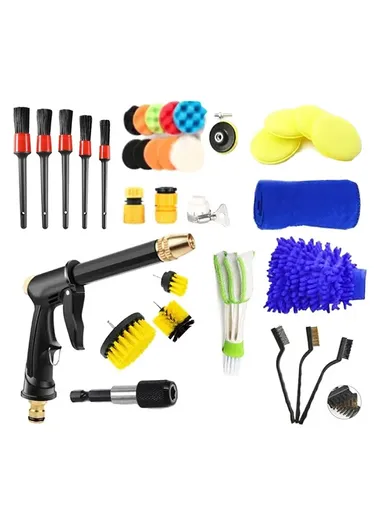35Pcs/Set Car Cleaning Tools Air Outlet Brush Vehicle Washing Nozzle Detailing Brushes Sponge Pads Kit