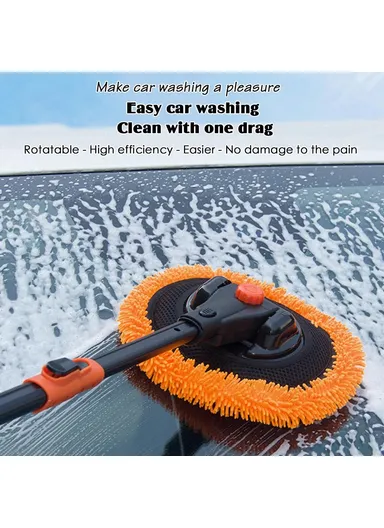 108cm Telescopic Long Handle Car Wash Broom Soft Washing Mop Non-Scratch Cleaning Tool 9595