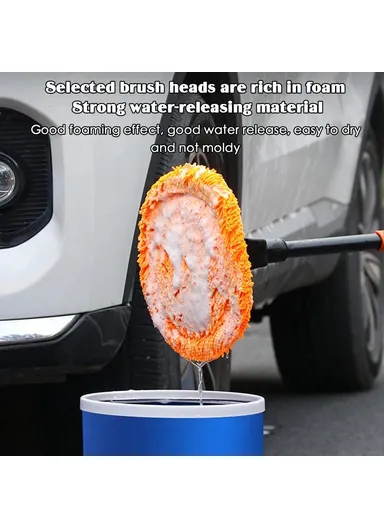108cm Telescopic Long Handle Car Wash Broom Soft Washing Mop Non-Scratch Cleaning Tool 9595