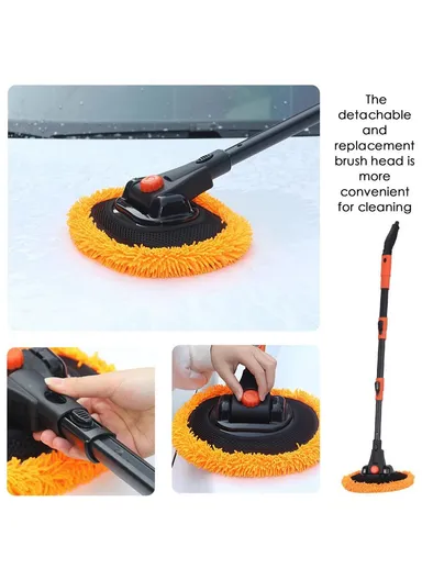 108cm Telescopic Long Handle Car Wash Broom Soft Washing Mop Non-Scratch Cleaning Tool 9595