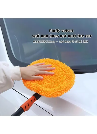 108cm Telescopic Long Handle Car Wash Broom Soft Washing Mop Non-Scratch Cleaning Tool 9595