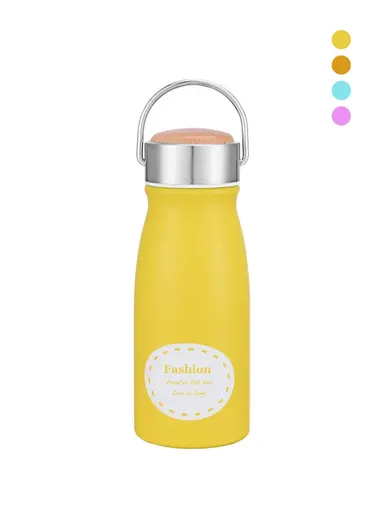 300ml Stainless Steel Eco-Friendly Portable Bottle For Outdoor Activities With Wooden Lid MY-0067 (D6 x H18.5)cm