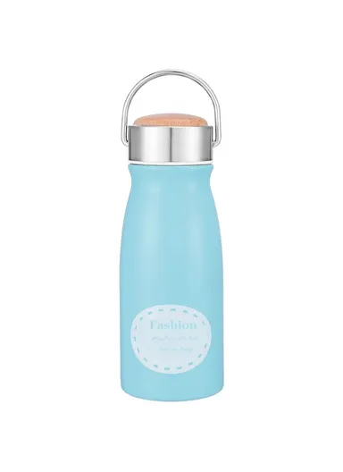 300ml Stainless Steel Eco-Friendly Portable Bottle For Outdoor Activities With Wooden Lid MY-0067 (D6 x H18.5)cm