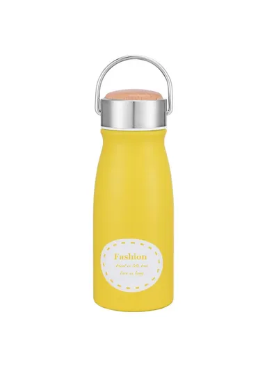 300ml Stainless Steel Eco-Friendly Portable Bottle For Outdoor Activities With Wooden Lid MY-0067 (D6 x H18.5)cm