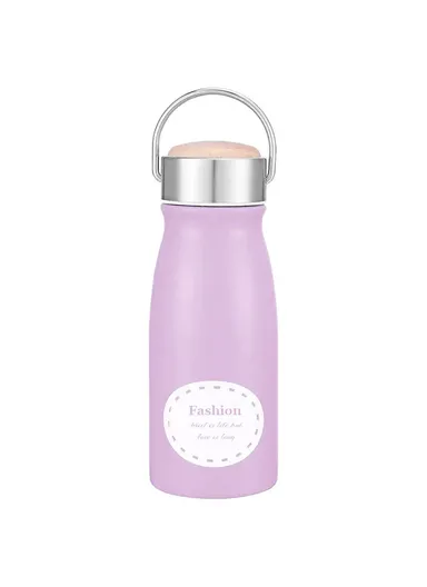 300ml Stainless Steel Eco-Friendly Portable Bottle For Outdoor Activities With Wooden Lid MY-0067 (D6 x H18.5)cm
