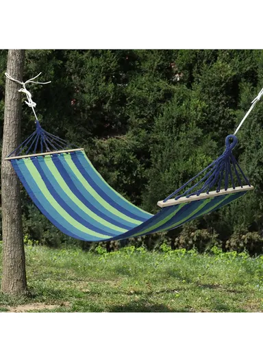 200x80cm Single Leisure Cotton Canvas Colorful Stripes Hammock With Hanging Ropes FX - 9040