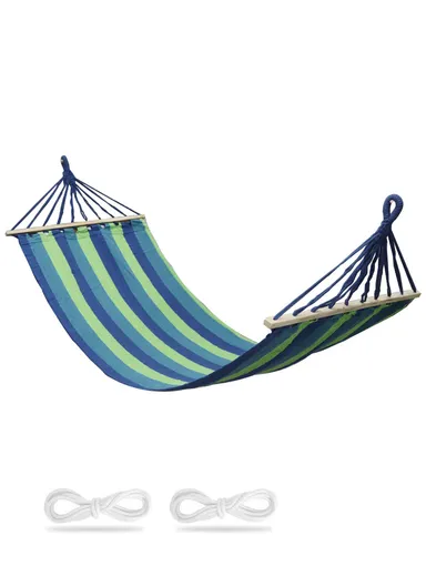 200x80cm Single Leisure Cotton Canvas Colorful Stripes Hammock With Hanging Ropes FX - 9040