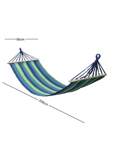200x80cm Single Leisure Cotton Canvas Colorful Stripes Hammock With Hanging Ropes FX - 9040