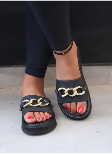 Women's PVC Summer Slipper- Black