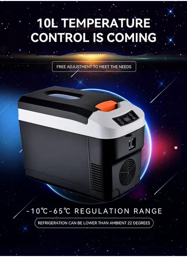 10L Polyurethane Insulation Car 12V/24V DC/Home 220V AC Portable Compact Fridge Cooler With -10°C to 65°C Temperature Adjustment, Shoulder Strap &amp; Temperature Digital Display, Visual Window For Home, Cars, Boats, Bed