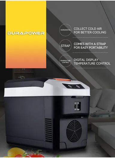 10L Polyurethane Insulation Car 12V/24V DC/Home 220V AC Portable Compact Fridge Cooler With -10°C to 65°C Temperature Adjustment, Shoulder Strap &amp; Temperature Digital Display, Visual Window For Home, Cars, Boats, Bed