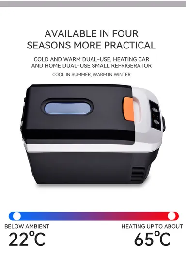 10L Polyurethane Insulation Car 12V/24V DC/Home 220V AC Portable Compact Fridge Cooler With -10°C to 65°C Temperature Adjustment, Shoulder Strap &amp; Temperature Digital Display, Visual Window For Home, Cars, Boats, Bed