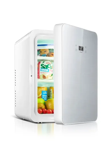 22L Portable Compact Personal Fridge Cooler with Digital Display With Cooling &amp; Warming Modes DC 12V CAR COOLER AC 220V Home Office Mini Fridge Temperature Preservative Cooler (L37 x W31 x H43.5)cm - Silver