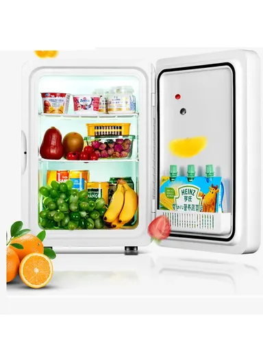 22L Portable Compact Personal Fridge Cooler with Digital Display With Cooling &amp; Warming Modes DC 12V CAR COOLER AC 220V Home Office Mini Fridge Temperature Preservative Cooler (L37 x W31 x H43.5)cm - Silver