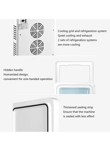 22L Portable Compact Personal Fridge Cooler with Digital Display With Cooling &amp; Warming Modes DC 12V CAR COOLER AC 220V Home Office Mini Fridge Temperature Preservative Cooler (L37 x W31 x H43.5)cm - Silver