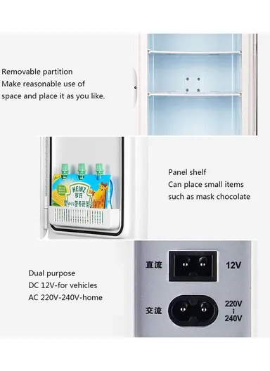 22L Portable Compact Personal Fridge Cooler with Digital Display With Cooling &amp; Warming Modes DC 12V CAR COOLER AC 220V Home Office Mini Fridge Temperature Preservative Cooler (L37 x W31 x H43.5)cm - Silver