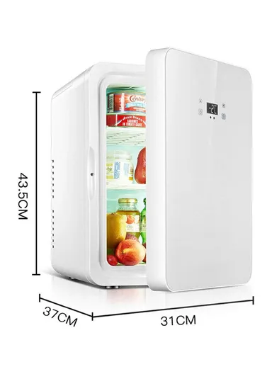 22L Portable Compact Personal Fridge Cooler with Digital Display With Cooling &amp; Warming Modes DC 12V CAR COOLER AC 220V Home Office Mini Fridge Temperature Preservative Cooler (L37 x W31 x H43.5)cm - Silver