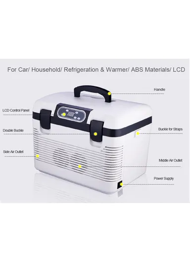 19L Dual-Core Portable Refrigerator Mini Fridge for Cars Trucks Home Office DC 12V/ DC 24V/ AC 220V with Digital Display (L30 x W45 x H36)cm