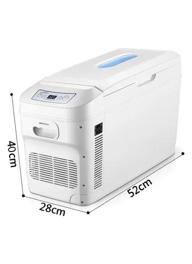 28L Polyurethane INSULATION Dual-Core Portable Refrigerator Mini Fridge for Cars Trucks Home Office DC 12V/ DC 24V/ AC 220V with Digital Display (L52 x W28 x H40)cm