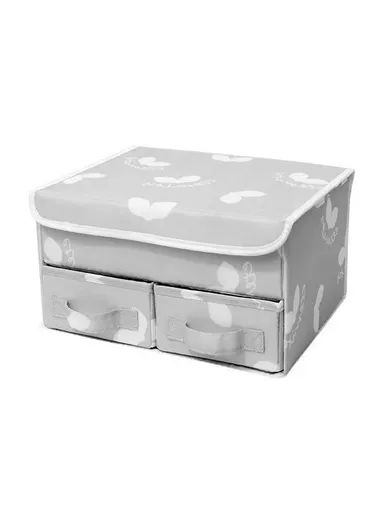 Foldable Storage Box With Double Lid JY2229 (L25 x W32 x H18)cm - Gray