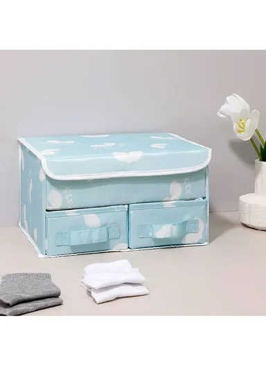 Foldable Storage Box With Double Lid JY2229 (L25 x W32 x H18)cm - Gray