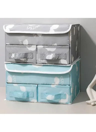 Foldable Storage Box With Double Lid JY2229 (L25 x W32 x H18)cm - Gray