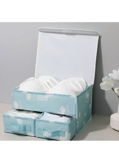 Foldable Storage Box With Double Lid JY2229 (L25 x W32 x H18)cm - Gray