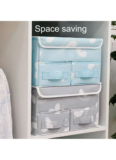 Foldable Storage Box With Double Lid JY2229 (L25 x W32 x H18)cm - Gray