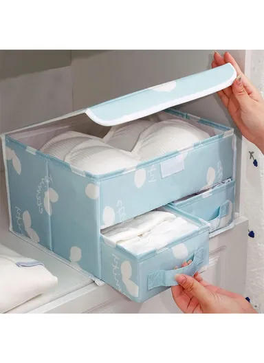 Foldable Storage Box With Double Lid JY2229 (L25 x W32 x H18)cm - Gray