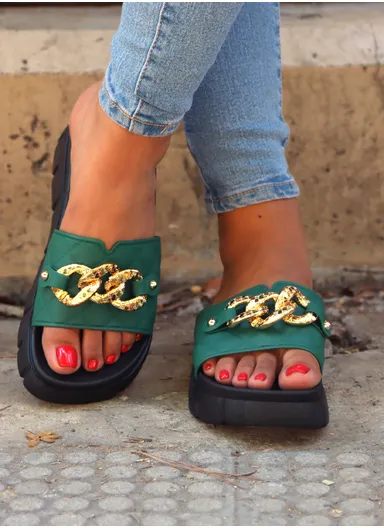 Women's PVC Summer Slipper- Green