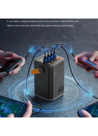 60000mAh 35W Outdoor Power Supply Power Bank Super Fast Charging Portable With LED Light For Notebook Home Camping YT2030-V1.1 - Grey