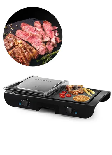 1500W 2 in 1 Dual Side Grill &amp; Griddle Non-Stick With Adjustable Heat SF-6132