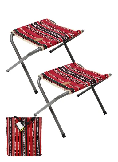 2 Pcs Oxford &amp; Iron Pipe Foldable Chair For Outdoors FX-7002 (L30 x W29 x H30)cm