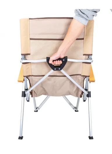 Reclining Folding Camping Chair with High Back, 3 Levels of Recline &amp; Storage Bag FX-7082 (W60 x D70 x H100)cm - Beige