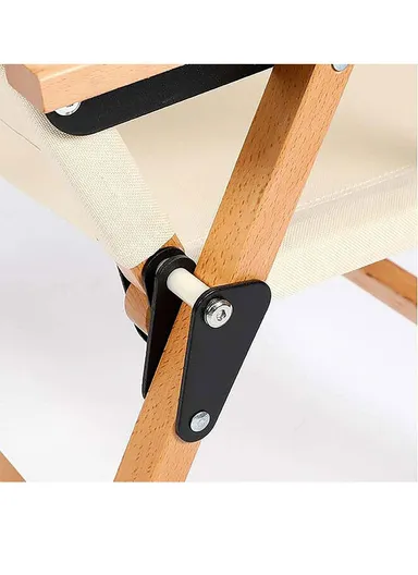 Heavy Duty Aluminum + Beech &amp; Canvas Folding Chair Wood Foldable Portable Camping Chair Supports Maximum 100Kg Load FX-7068 (L41 x W52 x H64)cm