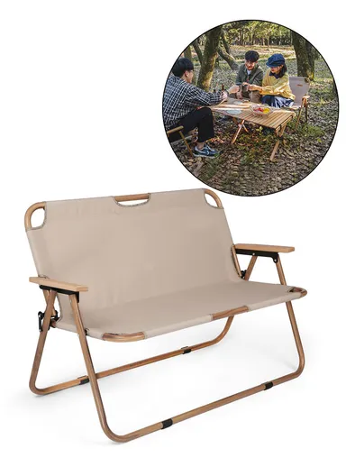 Oxford &amp; Aluminum Alloy Foldable Portable Double Chair for Outdoors FX-7055-1 (L45 x W109 x H73)cm