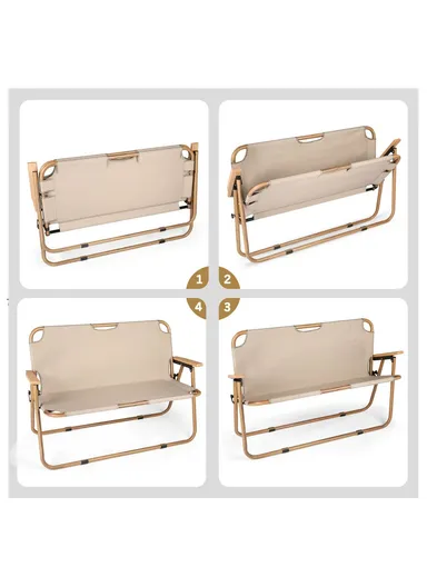 Oxford &amp; Aluminum Alloy Foldable Portable Double Chair for Outdoors FX-7055-1 (L45 x W109 x H73)cm