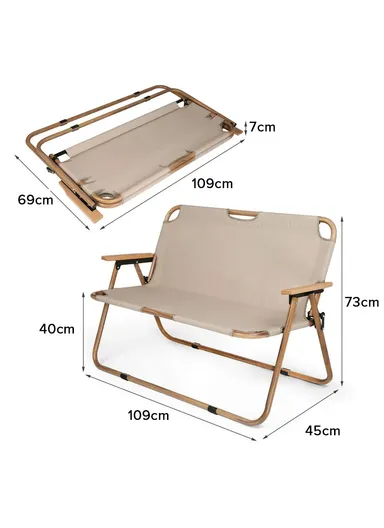 Oxford &amp; Aluminum Alloy Foldable Portable Double Chair for Outdoors FX-7055-1 (L45 x W109 x H73)cm
