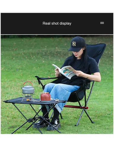 Aluminum Chair with Armrests Foldable Chair For Outdoors FX-7080 (L75 x W63 x H100)cm - Grey