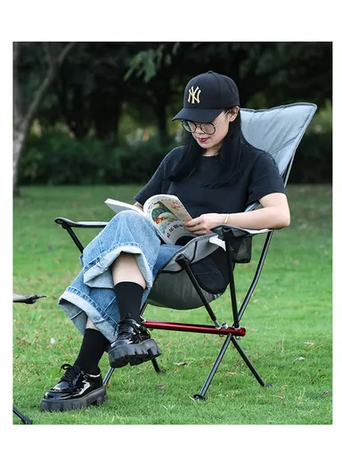 Aluminum Chair with Armrests Foldable Chair For Outdoors FX-7080 (L75 x W63 x H100)cm - Grey