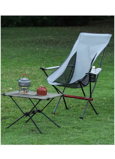 Aluminum Chair with Armrests Foldable Chair For Outdoors FX-7080 (L75 x W63 x H100)cm - Grey