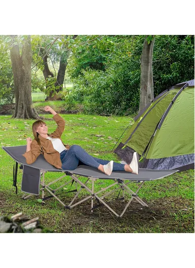 186x67x40cm 110Kg Max Load Square Tube Folding Bed Camping Cot Oxford Foldable Camping Bed For Outdoors