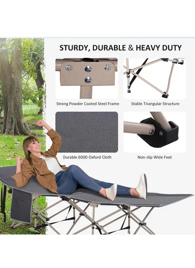 186x67x40cm 110Kg Max Load Square Tube Folding Bed Camping Cot Oxford Foldable Camping Bed For Outdoors