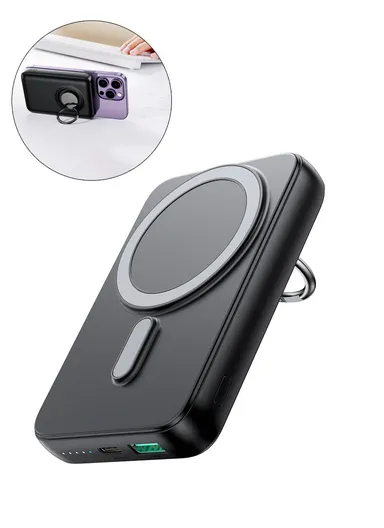 20W 10000mAh Magnetic Wireless Power Bank with Ring Holder JR-W050 - Black