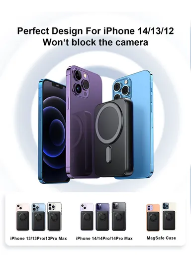 20W 10000mAh Magnetic Wireless Power Bank with Ring Holder JR-W050 - Black