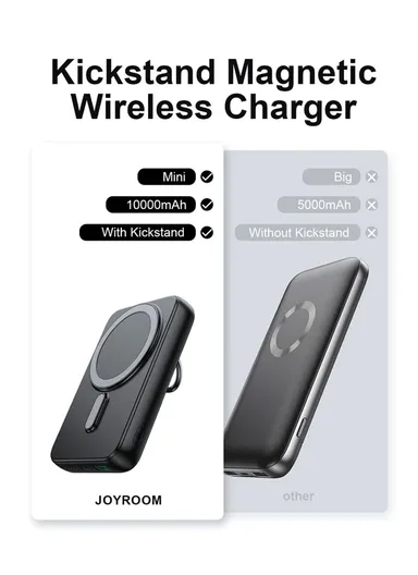 20W 10000mAh Magnetic Wireless Power Bank with Ring Holder JR-W050 - Black