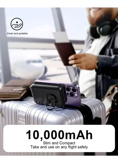 20W 10000mAh Magnetic Wireless Power Bank with Ring Holder JR-W050 - Black