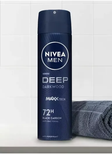 Men Deospray Deep Black Carbon Dark Wood Antiperspirant - 150 ml