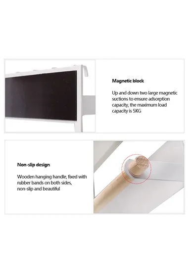 Magnetic Refrigerator Shelf Wall Mounted Towel Storage Holder Organizer (L7 x W24.5 x H34)cm - Black